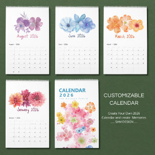 Aquarell-Blumen 2026 Kalender Elegante Floral