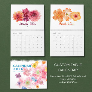 Aquarell-Blumen 2026 Kalender Elegante Floral