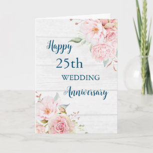 Aquarell-Blumen 25. Hochzeitstag-Karte Karte