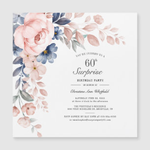 Aquarell-Blumen 60. Geburtstags-Überraschungsparty Magnetkarte