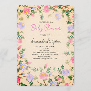Aquarell-Blumen-Baby-Shower-Einladung Einladung