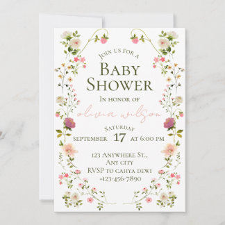 Aquarell-Blumen-Baby-Shower-Einladung Einladung
