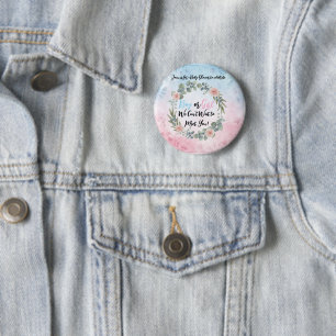 Aquarell-Blumen-Baby-Shower-Einladung - Rosa und Button