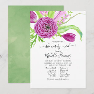 Aquarell-Blumen-Baby-Shower per Post Einladung