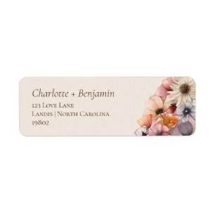 Aquarell Blumen Beige Babyparty-Rücksendeadresse