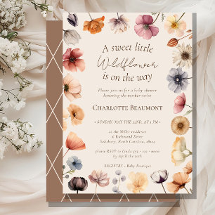 Aquarell-Blumen-Beige-Süße-Kleine-Baby-Party Einladung