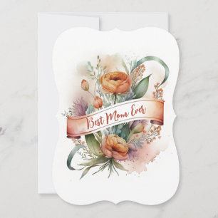 Aquarell-Blumen-"Beste Mama überhaupt"-Banner Mutt Feiertagskarte