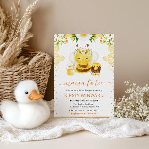 Aquarell Blumen Biene Babyparty Einladung