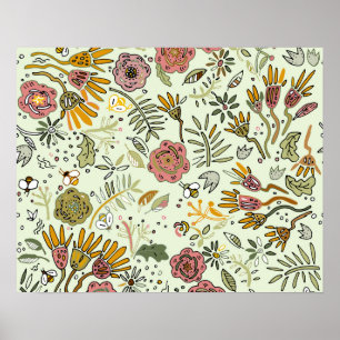 Aquarell-Blumen-Biene Blumen Elegant Modern Poster
