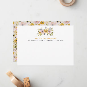 Aquarell-Blumen & Bienen Personalisiert Mitteilungskarte