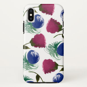 Aquarell-Blumen Blau Burgund Grünmalerei Case-Mate iPhone Hülle