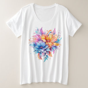 Aquarell-Blumen-Blumendesign-24683 Große Größe T-Shirt
