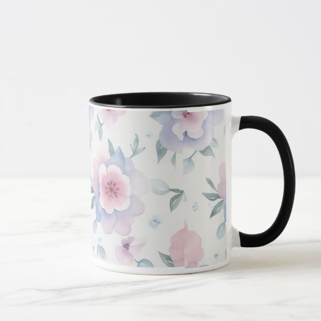 Aquarell-Blumen-Blumentasse Kaffeetasse (Rechts)