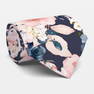 Aquarell Blumen Blush Navy Rosen DIY-Hintergrund Krawatte