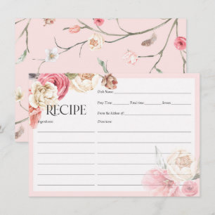 Aquarell-Blumen-Boho-Brautparty-Rezeptkarten