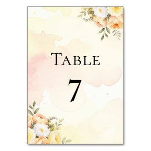 Aquarell-Blumen-Boho-Rosen-Doppelseitige Hochzeit Tischnummer