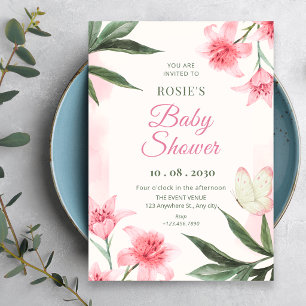 Aquarell-Blumen-Botanik-Baby-Party Einladung