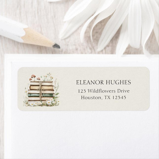 Aquarell-Blumen-Botanik-Bücher Rücksendeadresse  (Von Creator hochgeladen)