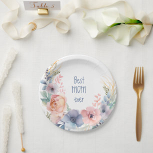 Aquarell-Blumen-Botanik Romantik Pappteller