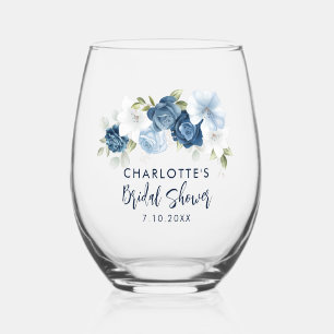 Aquarell-Blumen-Brautparty-Personalisiert Weinglas Ohne Stiel