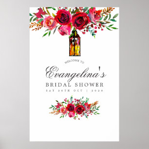 Aquarell-Blumen-Brautparty-Willkommen Poster