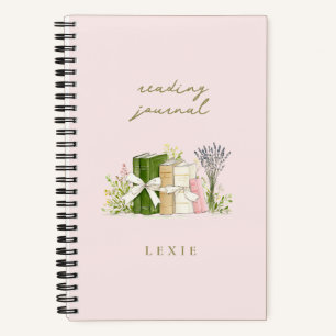 Aquarell-Blumen-Bücher & Schleifen Lesetagebuch Notizbuch
