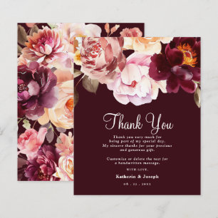 Aquarell-Blumen-Burgunder-Hochzeit-Dankeskarten