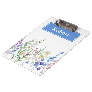 Aquarell-Blumen-Clipboard-Design mit individuellem Klemmbrett