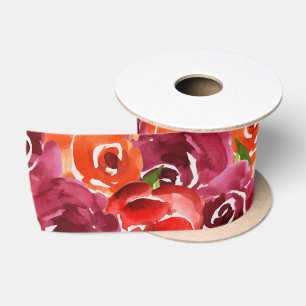 Aquarell-Blumen-Collage Satinband