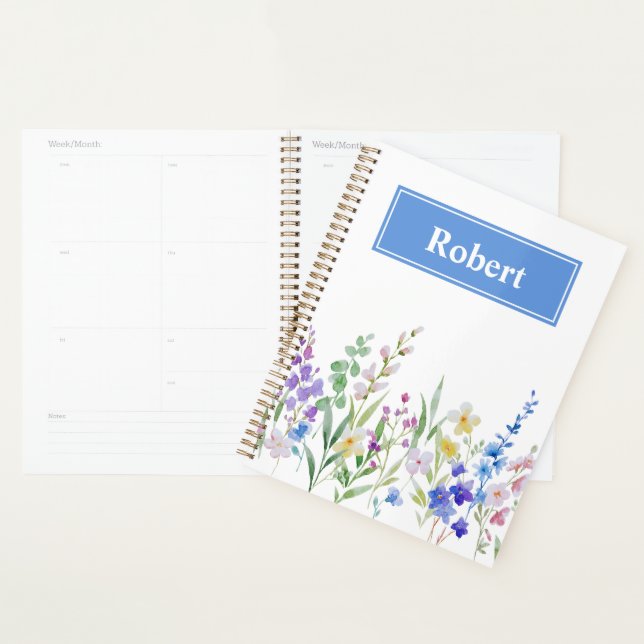 Aquarell Blumen Custom Name Planer Cover Design (Anzeige)