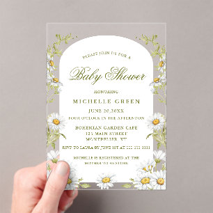 Aquarell-Blumen-Daisy-Baby-Party Acryleinladungen