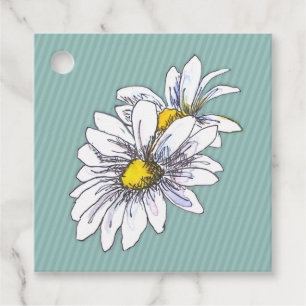 Aquarell-Blumen-Daisy-Entenei-Blau-Boho Geschenkanhänger