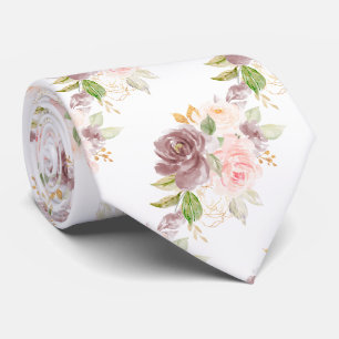 Aquarell Blumen Dusty Rose Blush Rosa Rosen Krawatte