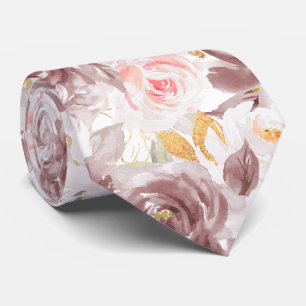 Aquarell Blumen Dusty Rose Blush Rosa Rosen Krawatte
