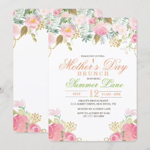Aquarell-Blumen-Einladung zum Muttertagsbrunch Einladung