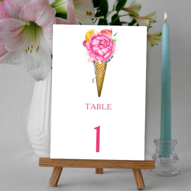 Aquarell-Blumen-Eiscreme - Hochzeitstisch-Nummer Tischnummer (Von Creator hochgeladen)