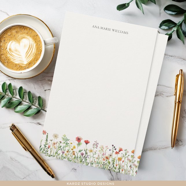 Aquarell Blumen Elegant Chic Briefpapier (Sheets are shown in 8.5 x 5.5 inches on thin matte paper. Buy 10 sheets or more.)