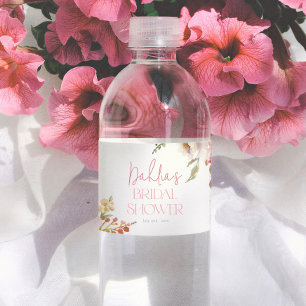 Aquarell-Blumen Elegante Garten-Brautparty Wasserflaschenetikett