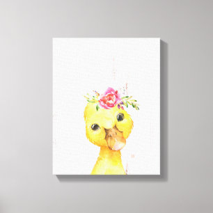 Aquarell-Blumen-Enten-Farmhouse-Stil-Kunst Leinwanddruck