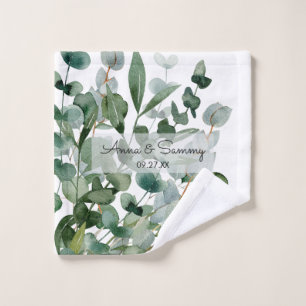 Aquarell Blumen Eukalyptusblätter Waschlappen