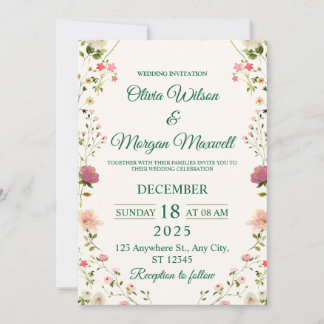 Aquarell-Blumen-Event-Karte mit individuellem Text Einladung