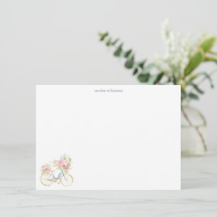 Aquarell-Blumen-Fahrrad-Personalisierte Korrespond Mitteilungskarte