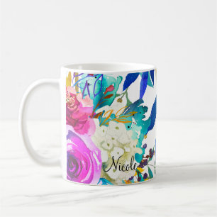 Aquarell-Blumen-Farbspritzer Spaß Helle Bunte Tasse