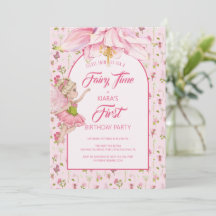 Aquarell-Blumen-Feengirl-Geburtstag