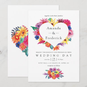 Aquarell-Blumen-Fiesta-Hochzeit Einladung