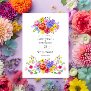 Aquarell-Blumen-Fiesta-Hochzeit Einladung