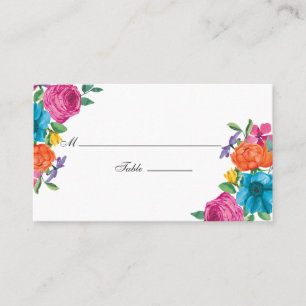 Aquarell-Blumen-Fiesta-Hochzeit Platzkarte