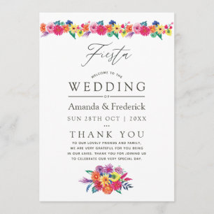Aquarell-Blumen-Fiesta-Hochzeit Programm