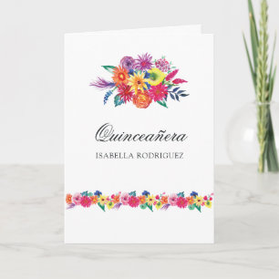 Aquarell-Blumen-Fiesta-Quinceañera-Foto Einladung