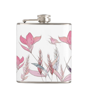 Aquarell-Blumen-Flasche • Elegante Florale Trinkfl Flachmann